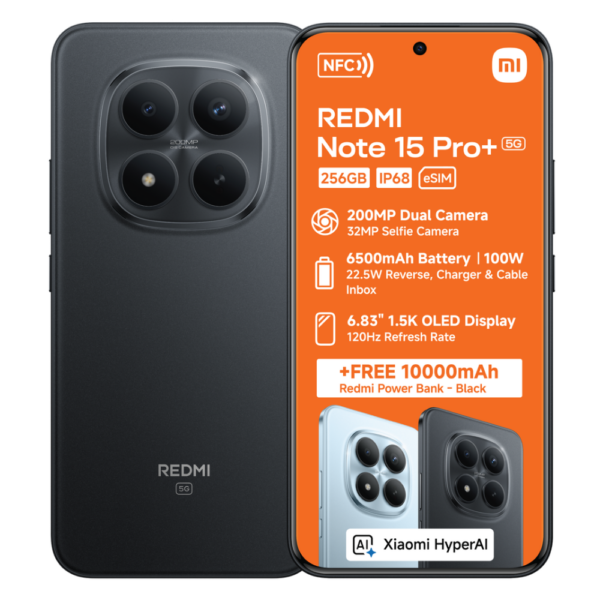 Xiaomi Redmi Note 15 Pro+ 5G 8GB RAM 256GB ROM – Dual SIM + 10,000mAh Power Bank
